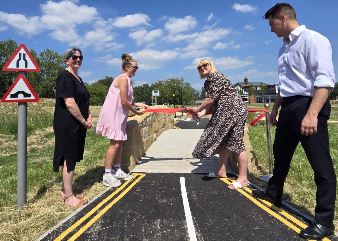 Attending the ribbon cutting of the new bike park was (from left to right) Councillor Helen Hayden, British triathlete and Olympic gold medallist Jess Learmonth, former Councillor Debra Coupar and Councillor James Gibson.