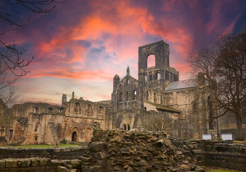 Kirkstall Abbey at sunset