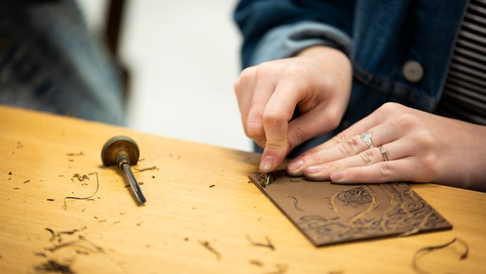 A close up of lino printing