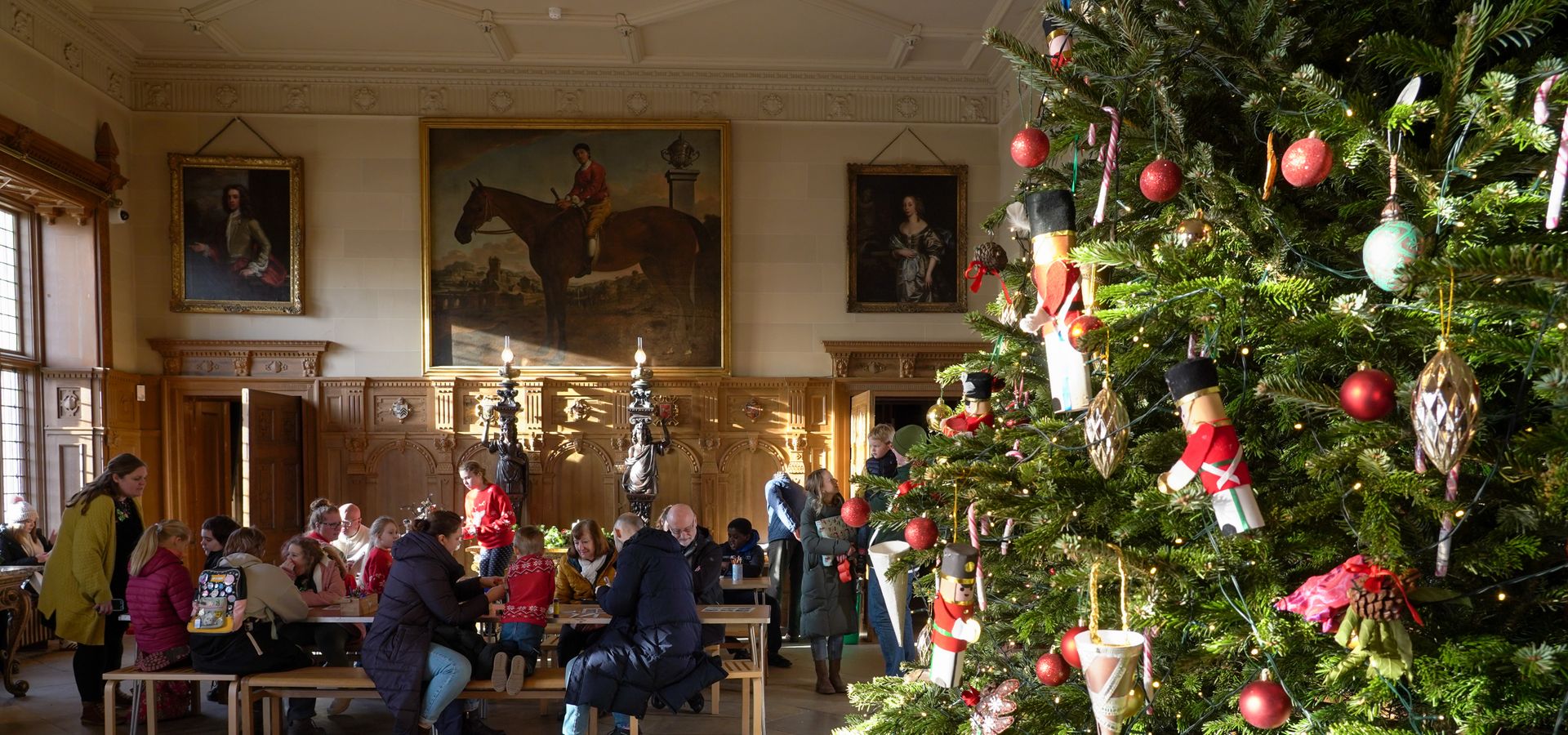 A large decorated Christmas Tree at Temple Newsam