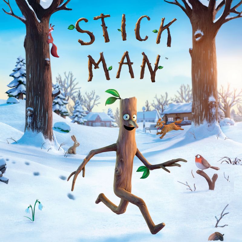 Stick Man wandering through snow