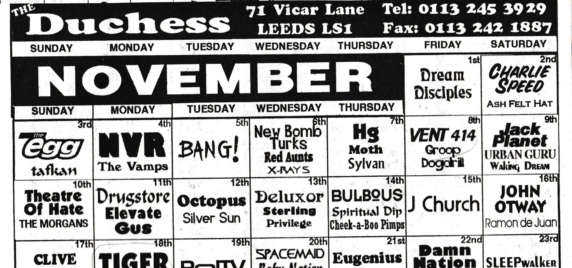 The Duchess show programmes for November 1996