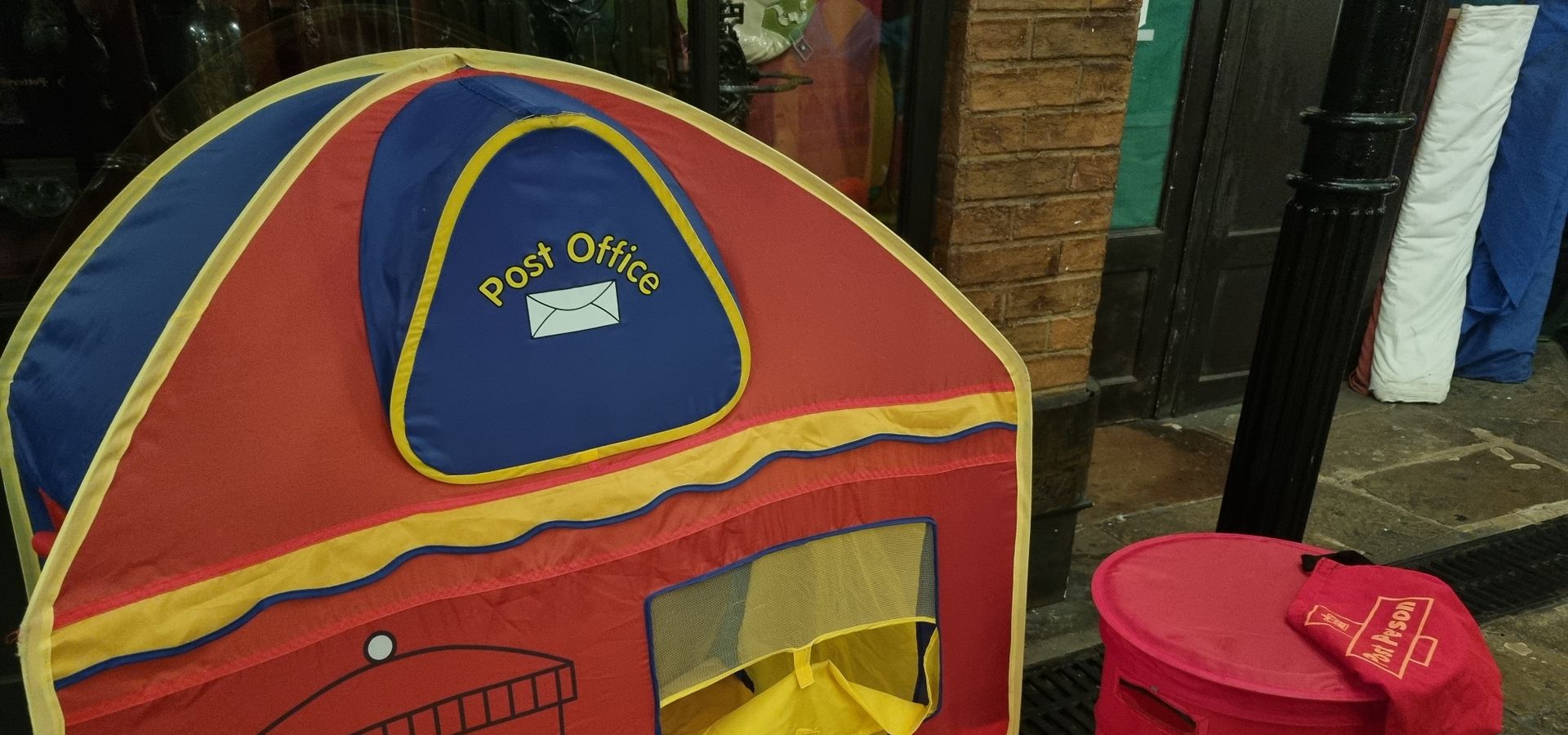A pop up toy post office and post box