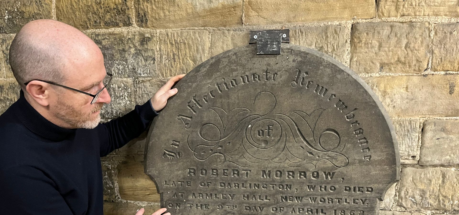 Industrial History Curator with a beautifully carved gravestone or Robert Morrow