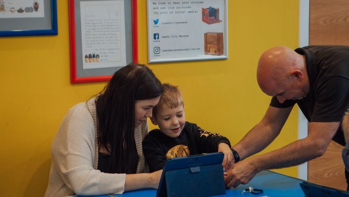 Parent and child using an ipad