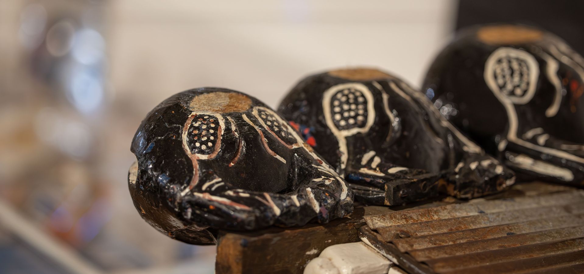 A close up of a wooden musical object