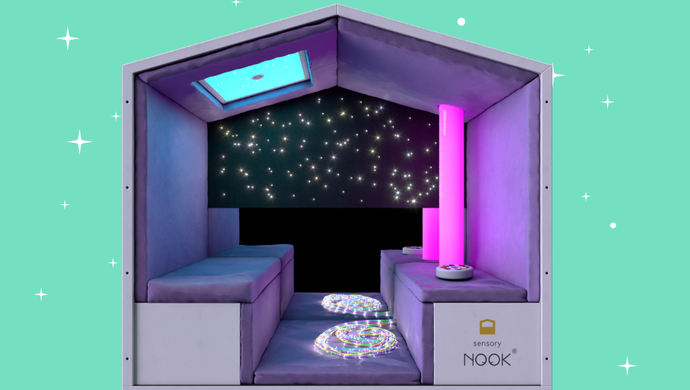Interior of Sensory Nook with soft seating and tube lighting