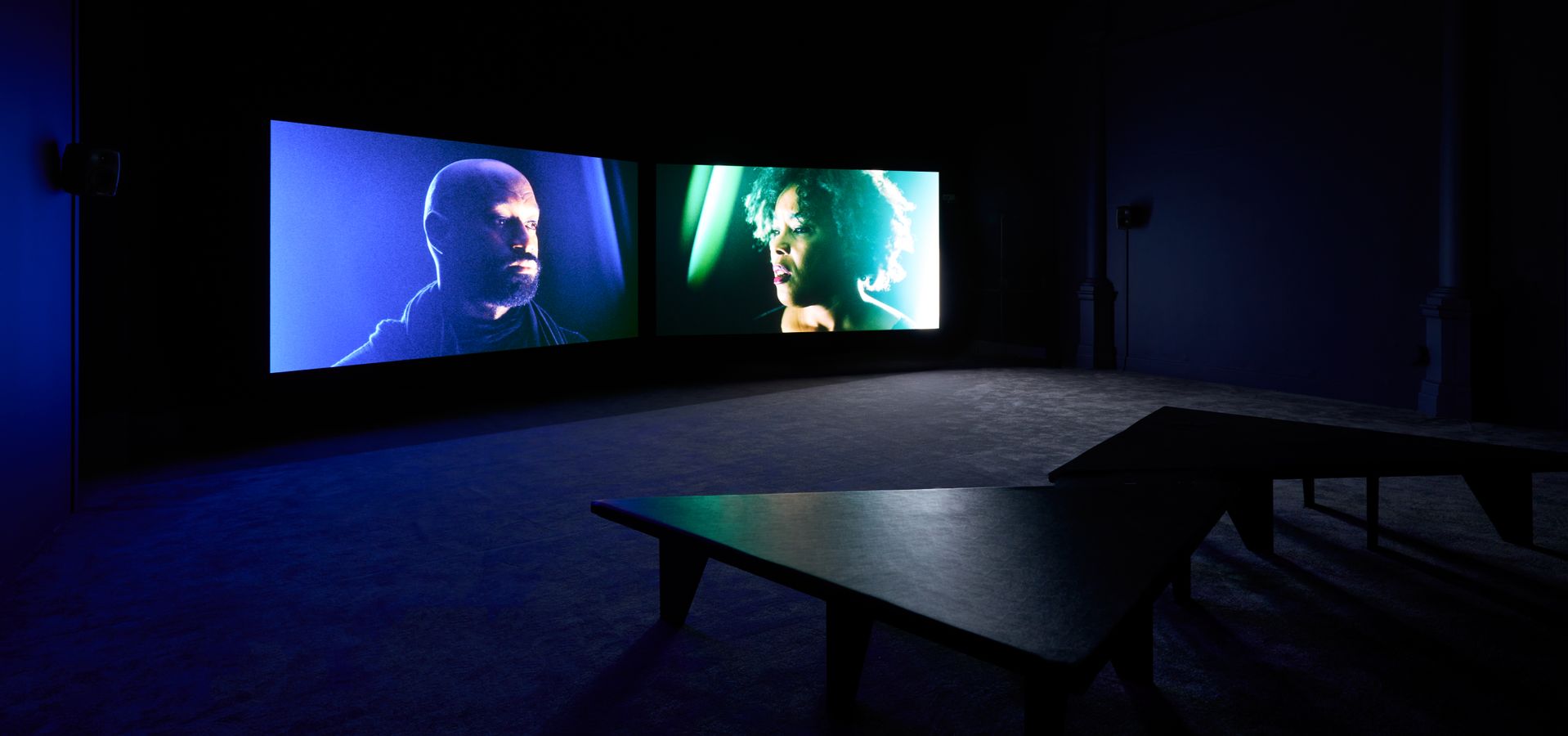 A display featuring a large screen