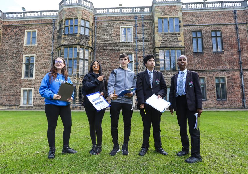 GCSE students stood outside Temple Newsam House