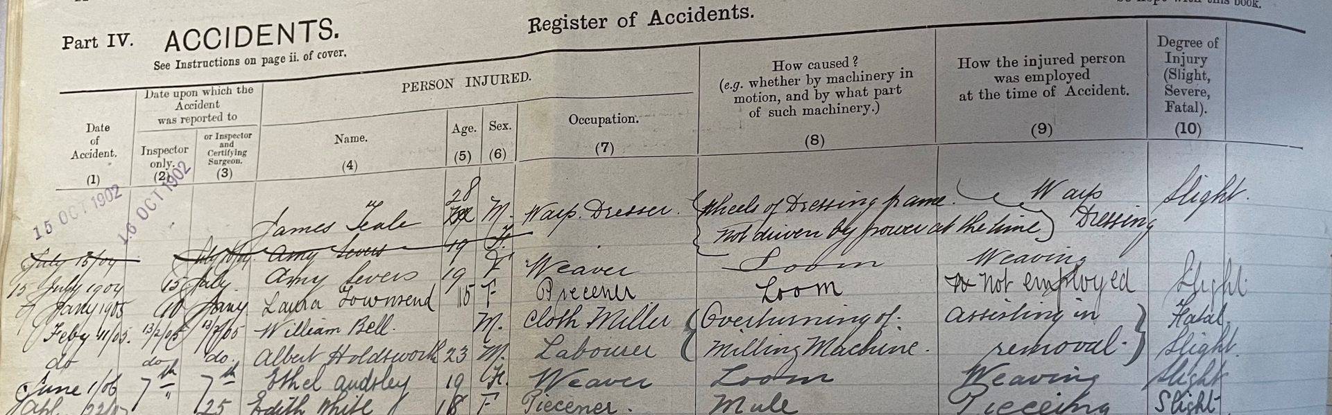 A Photo of the Accident book from 1902