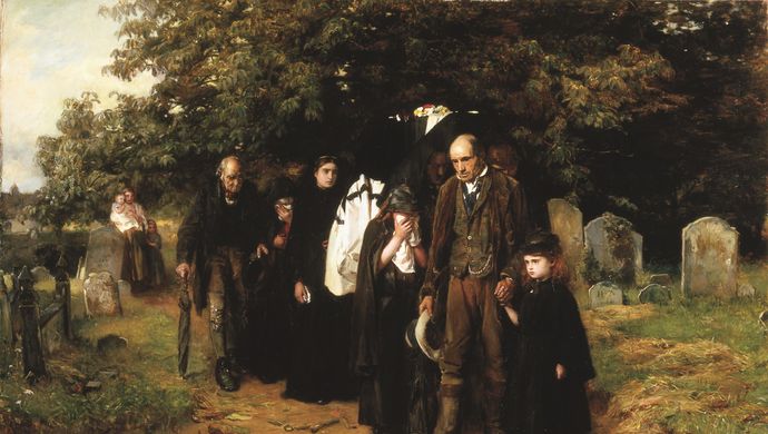 a painting of a funeral scence from the 19th century 