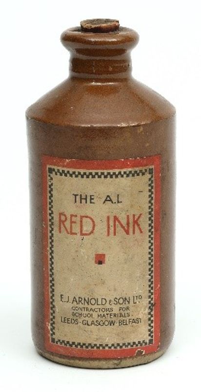 The A.L Red Ink brown bottle