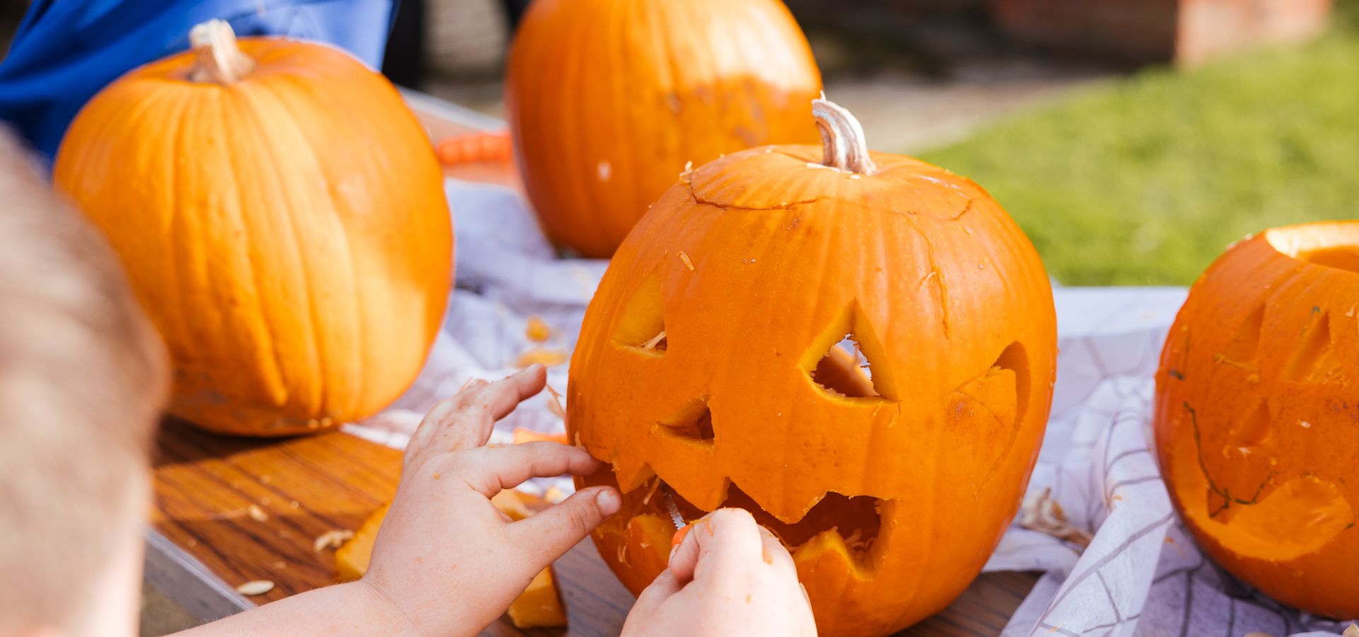A pumpkin that has been carved 