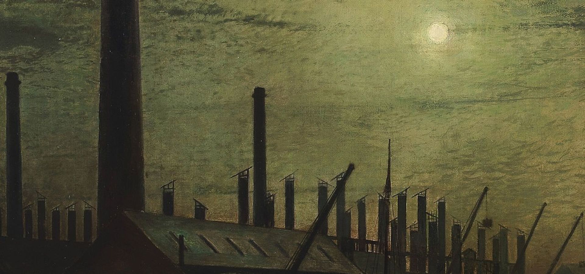 An evening moody skyscape painted by John Grimshaw