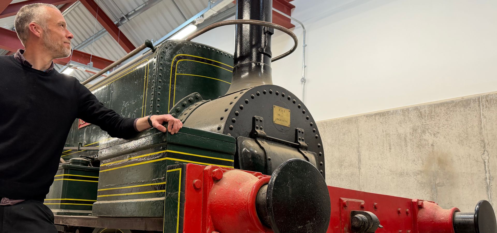 Chris Sharp, keeper at Leeds Industrial Museum, with Aldwyth, a historic Leeds-made engine
