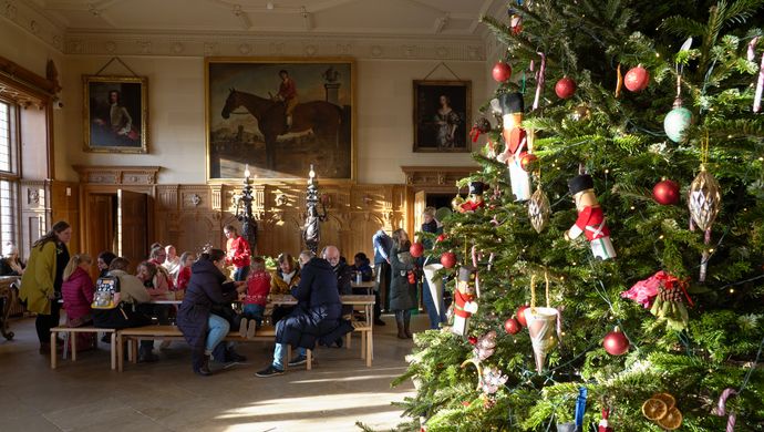 A large decorated Christmas Tree at Temple Newsam