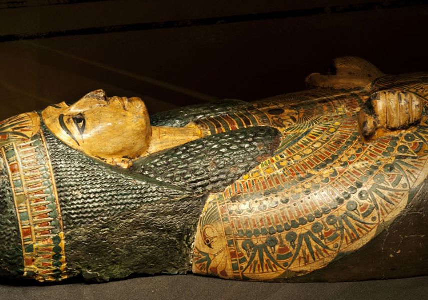 A mummy sarcophagus at Leeds City Museum